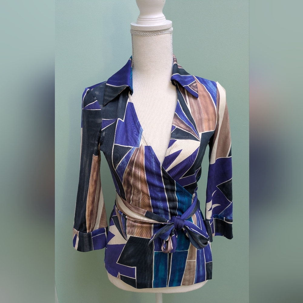 Diane Von Furstenberg Silk Wrap Blouse, Sz 6